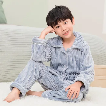 MudiPanda Pozimi Fant Pižamo Set Za Najstnike Dekleta Nightshirt Baby Domov Oblačila za Otroke Velvet Tople Pižame Otroci