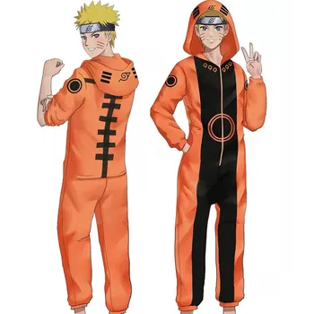 Naruto Akatsuki Anime pižamo Uchiha Itachi Halloween Cosplay Kostum za Odrasle Jumpsuits Flanela Doma Sleepwear
