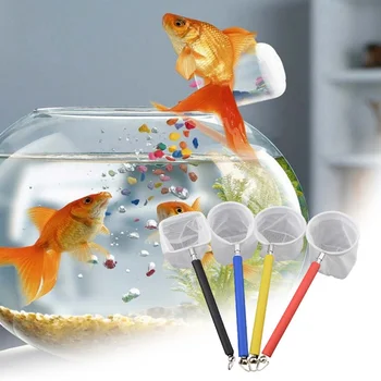 Nastavljiv Krog 3D Aquarium Fish Tank Ujeti Neto Nerjavečega Jekla Mini Palico Ribolov Zunanji Krog Žep Kozice ribiške Mreže
