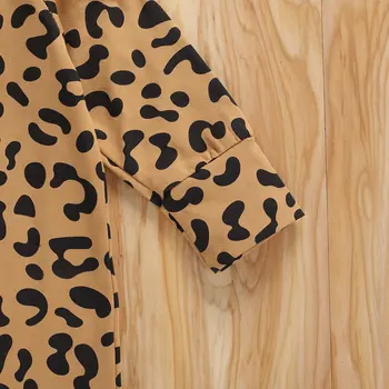 Newborn Baby Dekleta Leopard Romper Dojenčka Dolg Rokav O vratu Priložnostne Enem Kosu Jumpsuit 2020 Jeseni Sleepwear Modne Obleke