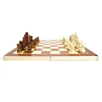 Novo 34x34cm Lesene Mednarodna Šahovska garnitura svet 3 V 1 Potovanje Igre, Šah in Backgammon Prepih Zabava Za Potovanje Potovanje
