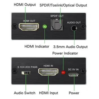 Novo 4 K X 2 K Audio Extractor + Optische SPDIF TOSLINK + 3,5 mm Stereo Avdio Extractor Pretvornik Zvoka Cepilec Za TV