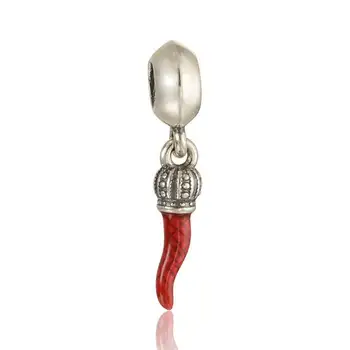 Novo Corno srečno Srebro Visijo Z Rdečo Emajl Visijo 925 Sterling Silver, ki je Primerna za Pandora Čar Zapestnice & Ogrlice
