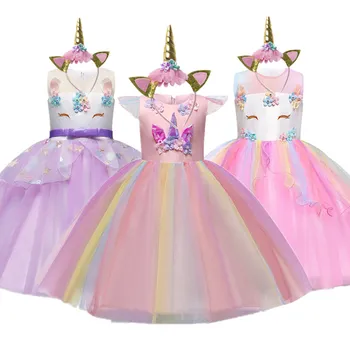 Novo Samorog Obleko Otroci Obleke Za Dekleta Elegantno Princesa Stranka Žogo Obleke Oblačenja Otrok Baby Dekle Kostum Fantasia Infantil
