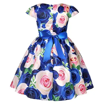 Obleko za Dekle Leta 2020 Poletje Otroci Oblačila Cvjetnim Natisne Loka Dekor Princesa Obleko Cvetlični Telovnik Obleke za Dekleta 2020 Najstniških
