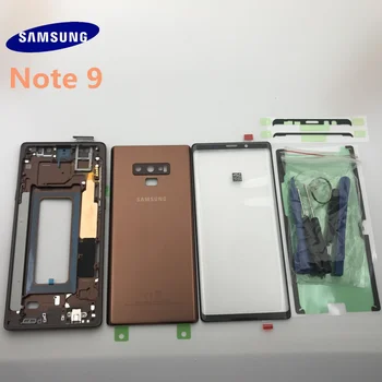 Original nova Samsung Galaxy NOTE 9 N960 N960F Polno Stanovanje Primeru Zadnji Pokrov Prednji Zaslon Steklo Objektiva+Srednji Okvir Skupaj Deli