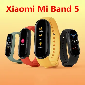 Original Xiaomi Mi Pasu 5 Manšeta 4 Barve Srčni utrip Fitnes Tracker Bluetooth Šport Zapestnica AMOLED Zaslon Miband 5