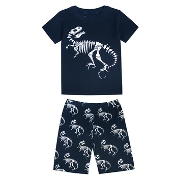 Otroci Dinozaver Kompleti Oblačil Fantje, Avtomobili, Oblačila Deklet Metulj Sleepwear Panda Baby Cat Pižamo T-Majica+Hlače 2pcs Otrok Obleke