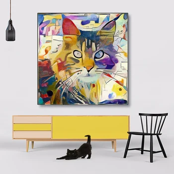 Platno Slikarstvo Pisane Mačka, Živali Slike, Povzetek Plakatov in Fotografij Cuadros Wall Art Slike za Dnevni Sobi Doma Dekor