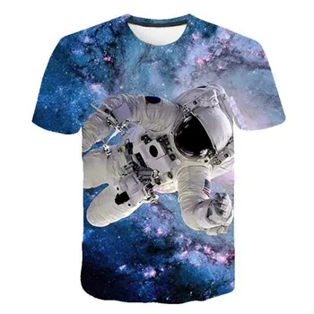 Poletje 2020 3D otroke prostora za nove T-shirt astronavt T-shirt vesoljsko ladjo T-shirt 3D raketa Homme vrhovi T-shirt，otrok obrabe