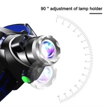 Prenosna LED Žaromet Povečave XML-T6 L2 V6 Nepremočljiva ZOOM Ribolov Žarometi Pohodništvo Svetilka S Kablom USB UPORABITE 18650 Baterijo