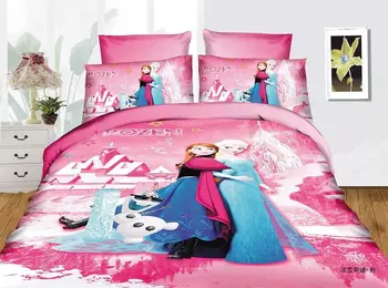 Princesa posteljnina določa enotno twin velikost roza disney princesa rjuhe kritje sladko dekle, otroci, posteljno perilo 3d cartoon tekstil doma 3pc