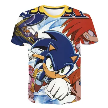 Risanka Sonic Hedgehog T-majica otroška T-shirt Fant Oblačila Tiskanje Harajuku majica s kratkimi rokavi Dojencek Poletnih Vrh