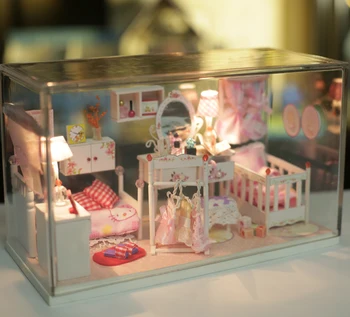 Ročno Lutko, Hiša, Pohištvo Miniaturni DIY Lutka Hiše Miniaturni Lutke Lesene Igrače Za Otroke Lesena Lutka Hiša za Dekleta