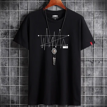 RUELK 2020 Poletno Modno Linijo Tisk T-Shirt Plus Velikost Oblačila za Moške Trend T-Shirt Kratek Rokav Bombaža moška Oblačila S-6XL