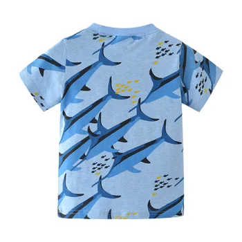 SAILEROAD 2-7Years Risanka Živali, morskega Psa Otrok Fantje Vrhovi Tees Majice za Poletje Čistega Bombaža Baby Otroci Fant je Oblačila