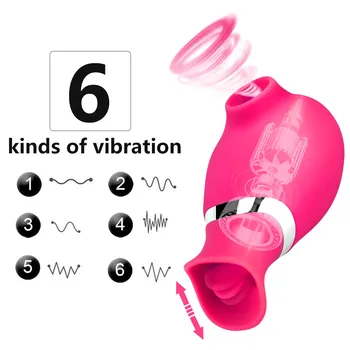Sesanju Vibrator Jezika z vibriranjem Seks Ustni Lizanje 6 Hitrosti Nastavek Sesanju G spot za Stimulacijo Klitorisa Sex Igrače za Ženske