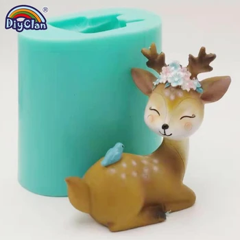 Sika Jelena Silikonski Kalup Za Torto Sveča Dekoracijo Ročno izdelan 3D Živali Čokolada Številke Polimerne Gline Silikonski Obliki Konkretnih