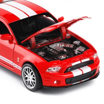 Simulacija Zlitine Diecast 1:32 Igrača Vozil Mustanga GT500 Modela Avtomobila Kovinski Potegnite Nazaj Igrača Avto Z Zvokom Svetlobe