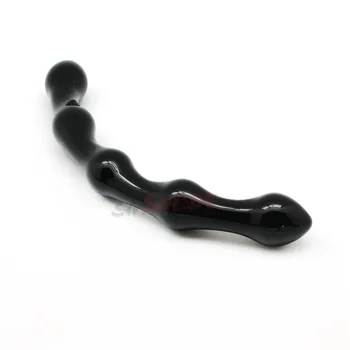 Smspade 235mm black ukrivljen analni butt plug za moške stekleni dildo prostate masaža palico seks Odraslih izdelkov Ženska masturbacija igrača