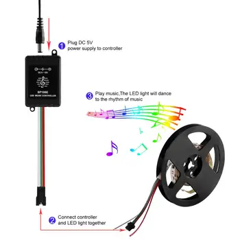 SP106E 9keys Glasbe za nadzor LED Trakov Glasbe nastavite Sinhronizacijo Sanje Barve WS2811 RGB SMD5050 Trakovi Razsvetljave z Daljinsko Napajanje Adapter kit