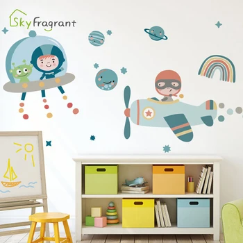 Srečni, ki plujejo pod risanka stenske nalepke otroci soba dekoracijo otroška soba dekor steno dnevne sobe, samolepilne nalepke doma dekor