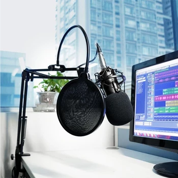 Strokovno Mikrofon Pop Filter Snemanje Trajno Dvojno Plast Studio Objemka Mikrofon vetrobranskega stekla za Govorjenje Studio Petje