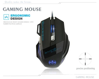 Strokovno USB Žična Gaming Miška LED Osvetljen 7 Gumbi, Optična Mause Igre Mouse Igralec Miši Za Namizni RAČUNALNIK Prenosni Računalnik