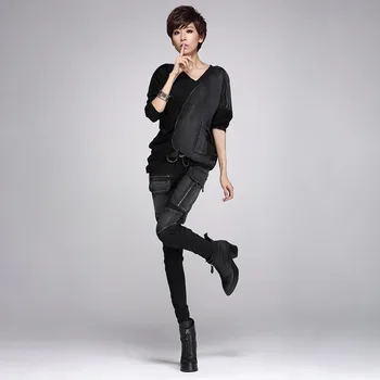 TWOTWINSTYLE Traper Hlače Za Ženske Mozaik Zadrgo Žep Plus Velikost Svinčnik Jeans Pomlad 2020 Ženska Moda Harajuku Oblačila