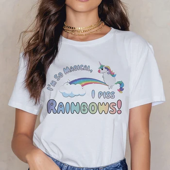 Unicornio Samorog Majica s kratkimi rokavi Ženske Kawaii Harajuku T-shirt Ullzang Kratek Rokav za Dekle Tshirt Vrh Tees Poletje Modni Ženski Srčkan