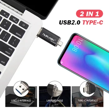 USB ključek 32GB 64GB 128GB OTG Kovinski USB 2.0 Pen Drive Tipko 64GB Tip C Visoka Hitrost pendrive Mini Flash Drive, Pomnilniško kartico memory Stick