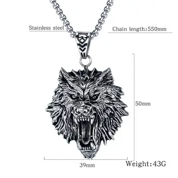 V. YA titana jekla ogrlica volk vodja moške ogrlica black preprost stil obesek za moške klasičen modni nakit