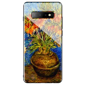 Van Gogh Tardis Kaljeno Steklo Primeru Telefon za Samsung Galaxy A50 A40 A30 A20 A10 A70 A51 A71 A81 Pokrov