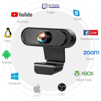 Webcam 1080P Full HD Spletna Kamera Mikrofon USB Video kamera Camara Youtube Živo Konferenca Učenje Webcan Za PC Prenosni Računalnik