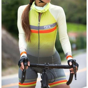 Xama Pro Team 6 Stilov Ženski Kolesarski Bo Ustrezala Ciclismo Feminina Triatlon Obleko Z Dolgimi Rokavi Ženski Kolesarski Dres Color Bar Jumpsuit