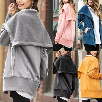 Yvlvol plus velikost ženske jakna vrvico šal barva gumb nezakonitih plašč ženski outwear Jeseni in pozimi 2019