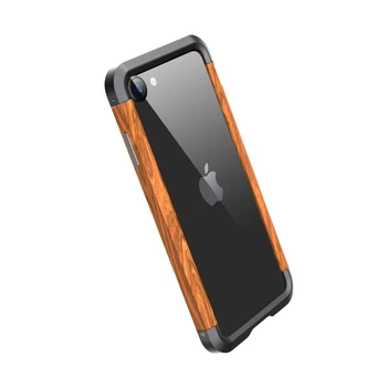 Za Apple iPhone SE 2020 8 7 Luksuzni Aluminij Metal Hibrid Pravega Lesa, Lesenih Holz Odbijača Primeru Slim Kritje Coques Etuis
