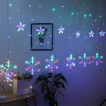 Zvezda, Snežinka LED Luči Božič Garland Led Zavese Lučka Vesel Božič Okraski za Dom 2020 Božič Okraski Noel Navidad